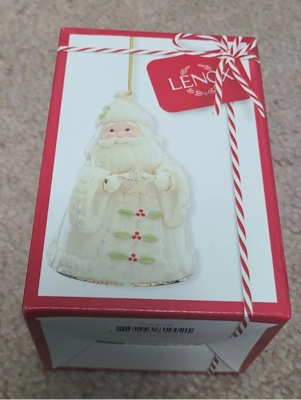 Lenox Holiday Cheer Santa Christmas Porcelain Holiday Ornament Gold accents  New